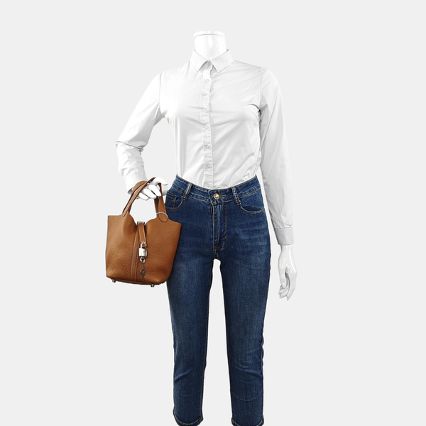 Authenticated pre-owned Picotin Lock 18 Clemence Brown - Bucket Bag at Looply