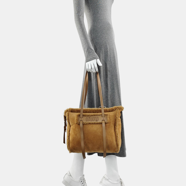 Sheepskin Top Handle Bag Brown