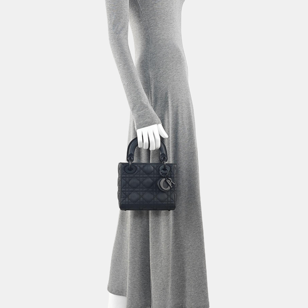 Lady Dior Mini Cannage Calfskin Black