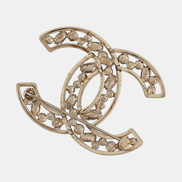 CC Logo Metal Gold Brooch