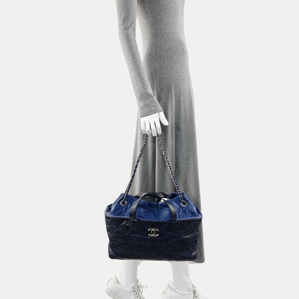 Quilted Calfskin Shoulder Bag Blue