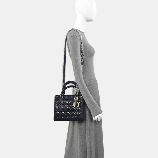 Lady Dior Medium Cannage Patent Leather Purple