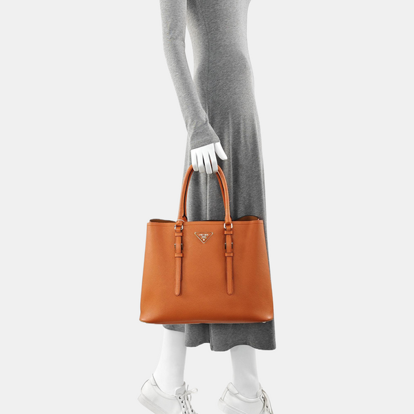 Double Large Saffiano Calfskin Orange