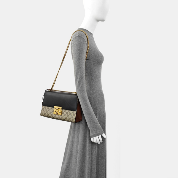 Padlock Medium Monogram Coated Canvas Beige