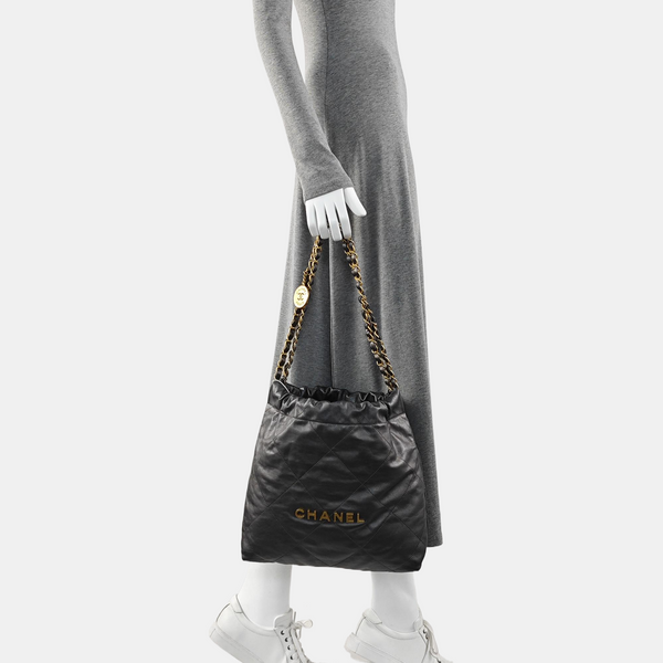 CHANEL 22 Small Quilted Calfskin Gray