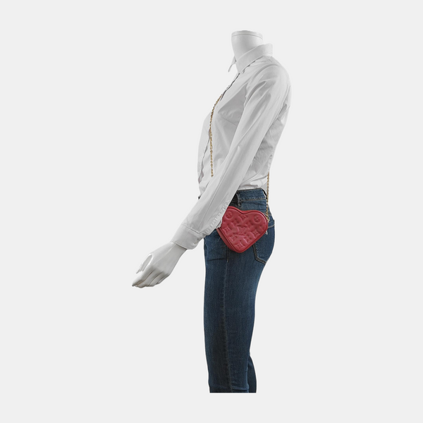 HEART ON CHAIN Lambskin Red