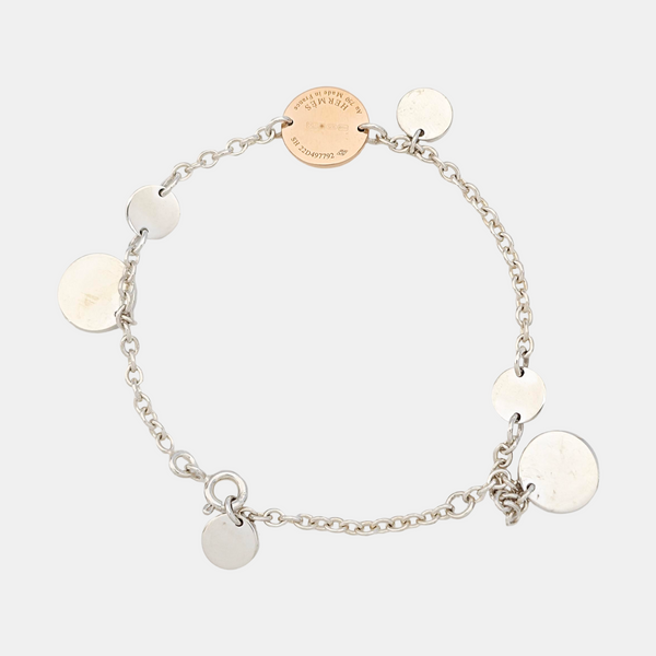 Hermes Ex-Libris 18k Rose Gold Silver Bracelet