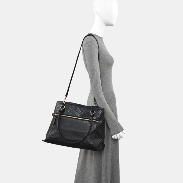 Monogram Calfskin Tote Bag Black