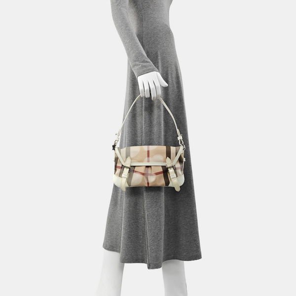 Coated Canvas Top Handle Bag Beige