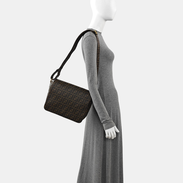 Coated Canvas Shoulder Bag Beige