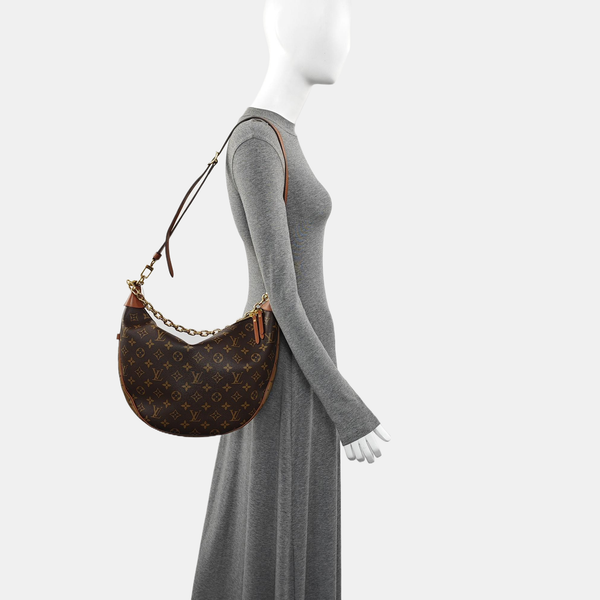 LOOP HOBO Monogram Coated Canvas Brown