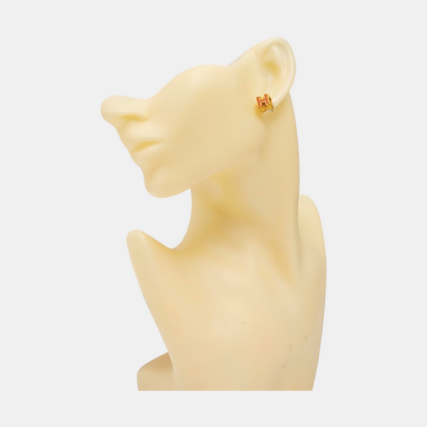Cage D'h Metal Gold Stud Earrings