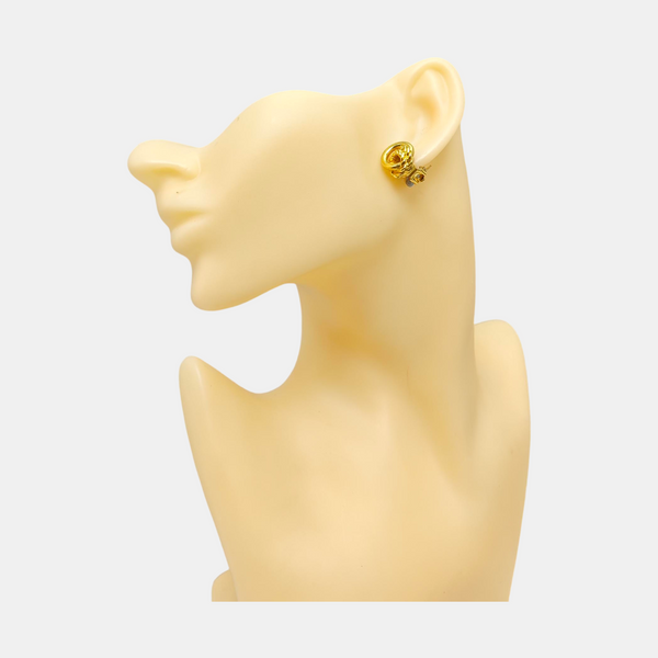 Twist Round Metal Gold Clip On Earrings