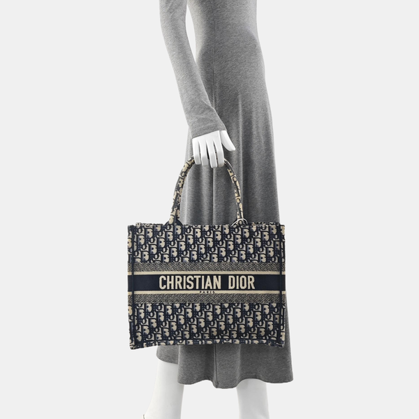 Book Tote Medium Oblique Canvas Blue