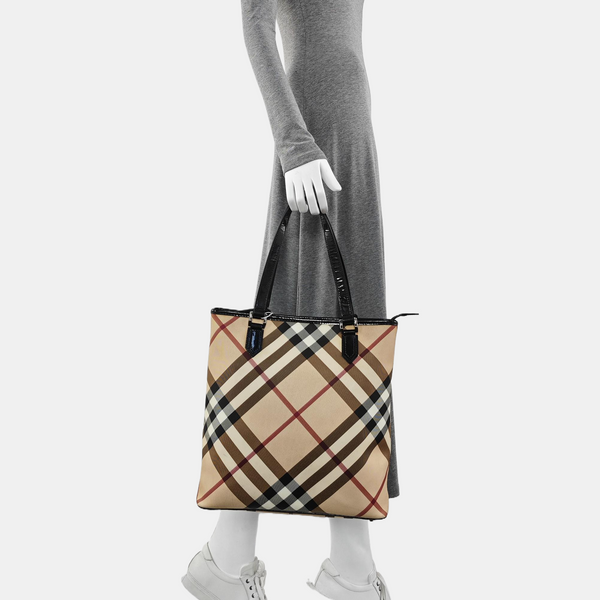Coated Canvas Tote Bag Medium Beige