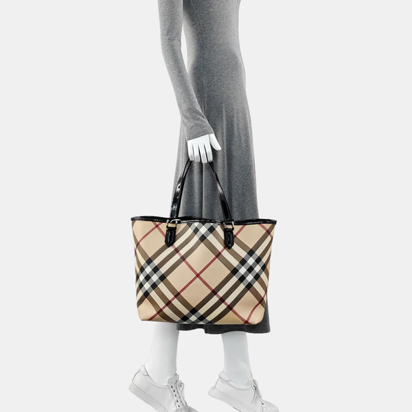 Coated Canvas Tote Bag Beige