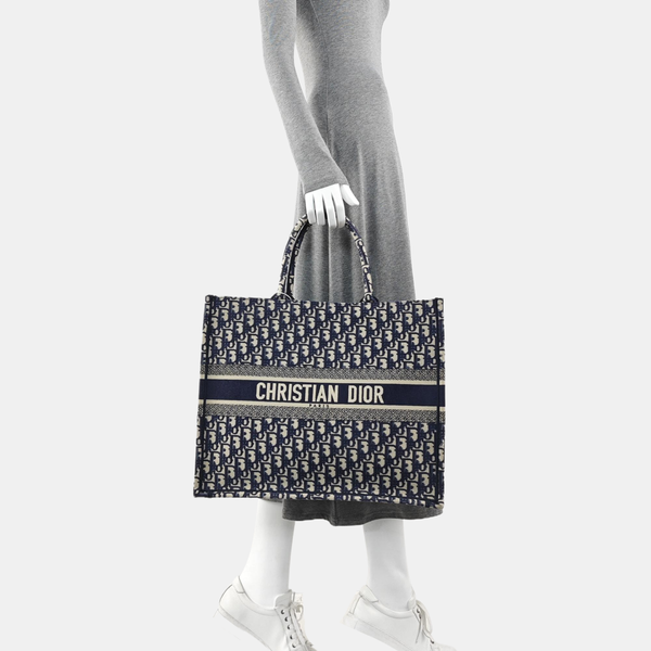 Book Tote Large Oblique Canvas Blue
