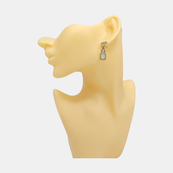 CC Logo Metal Gold Stud Earrings