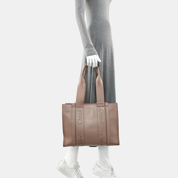 Woody Large Quilted Calfskin Beige