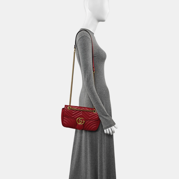 GG Marmont Medium Quilted Calfskin Red