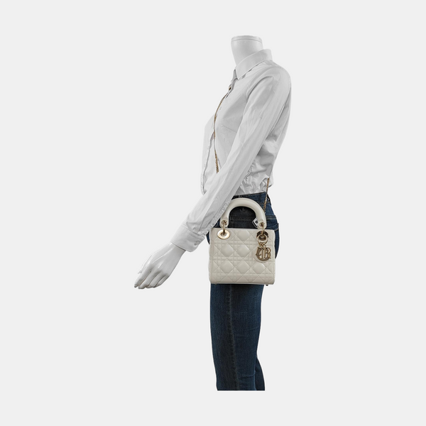 Lady Dior Mini Cannage Lambskin White