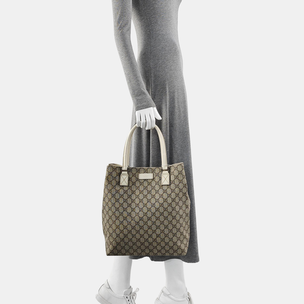 Monogram Coated Canvas Tote Bag Beige
