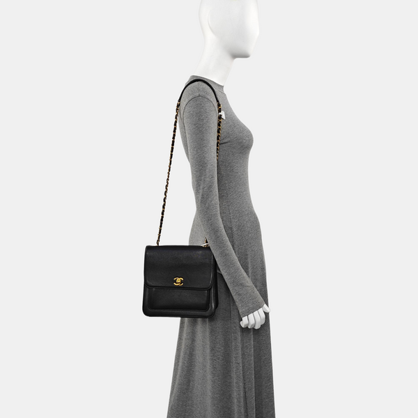 Calfskin Shoulder Bag Black