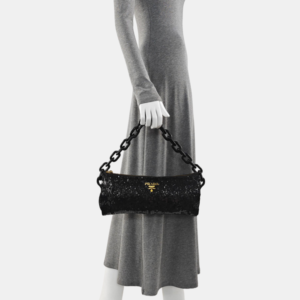 Sequins Top Handle Bag Black