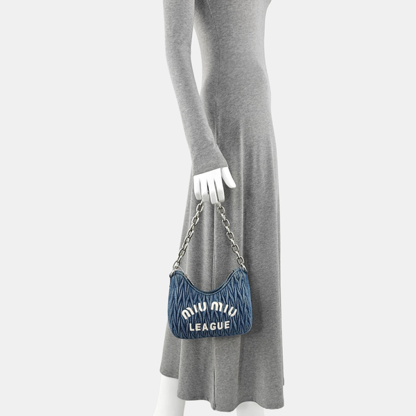 Quilted Denim Shoulder Bag Blue