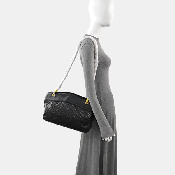 Quilted Calfskin Tote Bag Black