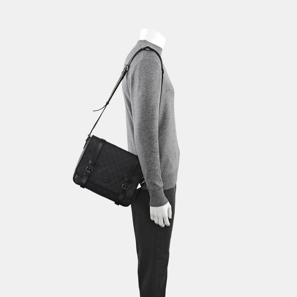 Monogram Coated Canvas Shoulder Bag Black
