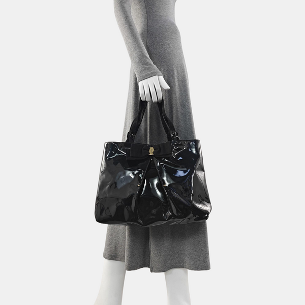 Patent Leather Tote Bag Black
