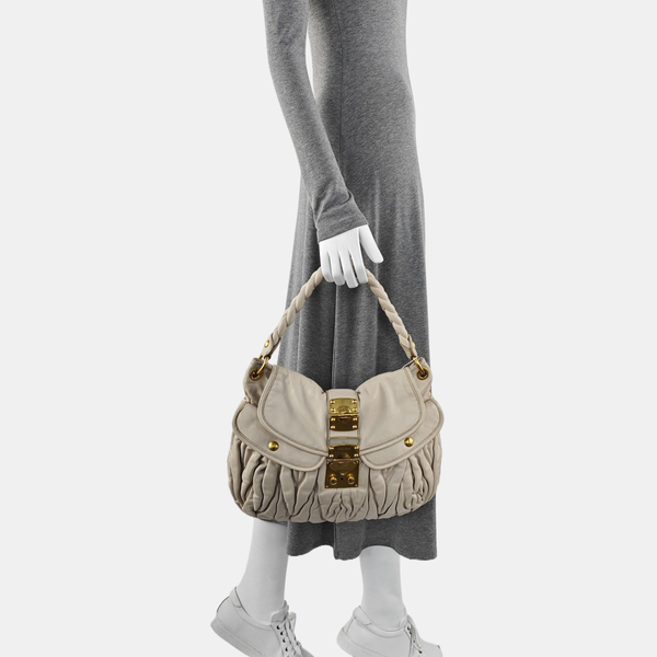 Miu Coffer Quilted Lambskin Beige