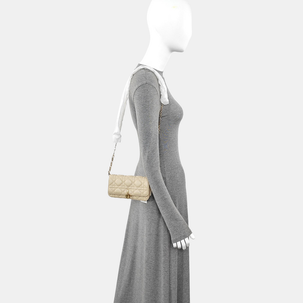 Lady Dior Mini Cannage Lambskin Beige