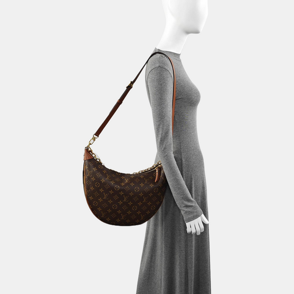 LOOP HOBO Monogram Coated Canvas Brown