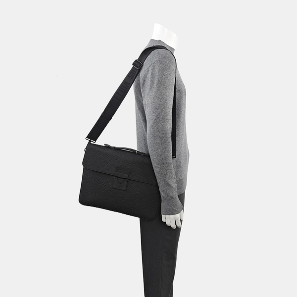 S LOCK Monogram Calfskin Black