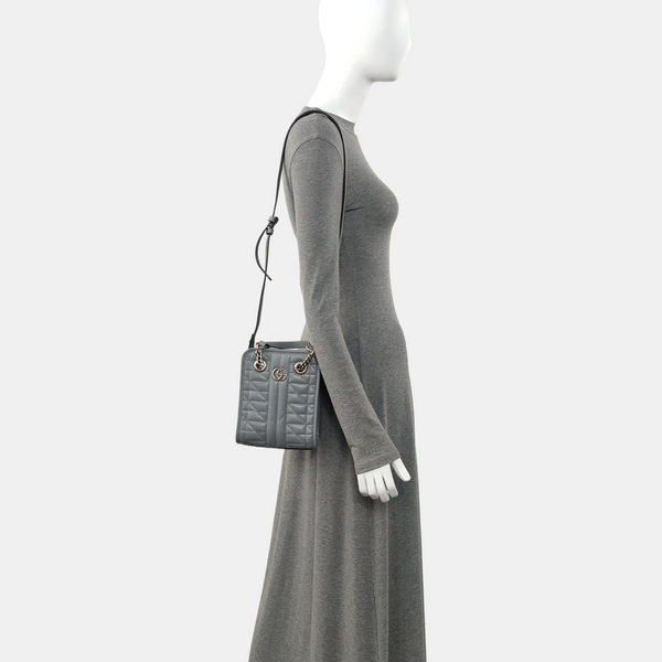 GG Marmont Mini Quilted Calfskin Gray