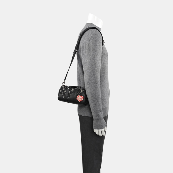 KEEPALL Nano Monogram Calfskin Black