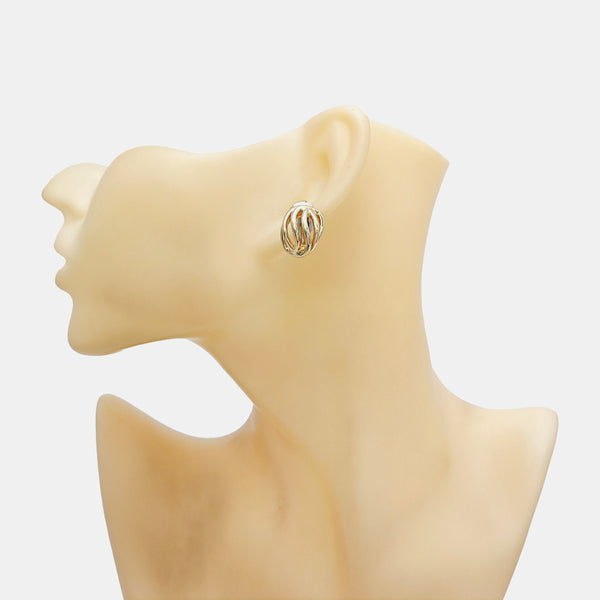 Twist Round Metal Gold Clip On Earrings