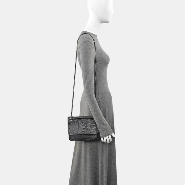 NIKI Small Chevron Calfskin Gray