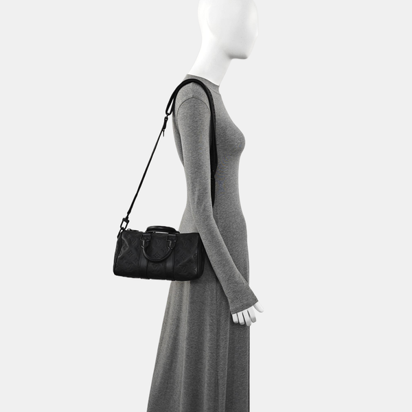KEEPALL 25 Monogram Calfskin Black