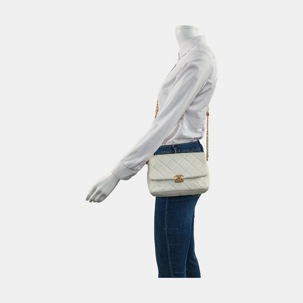 WOC Quilted Grained Calfskin White