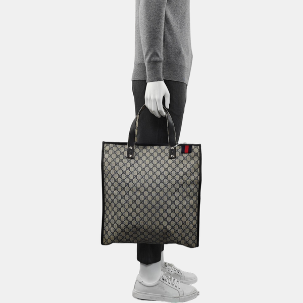 Monogram Coated Canvas Tote Bag Black