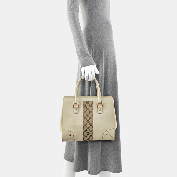 Monogram Calfskin Tote Bag Beige