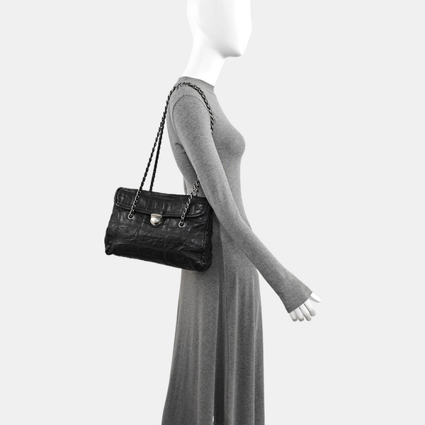 Quilted Lambskin Shoulder Bag Black