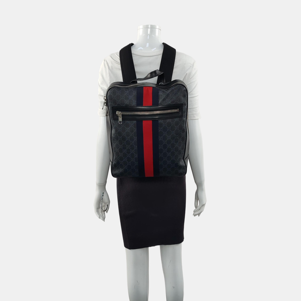 Monogram Coated Canvas Backpack Black