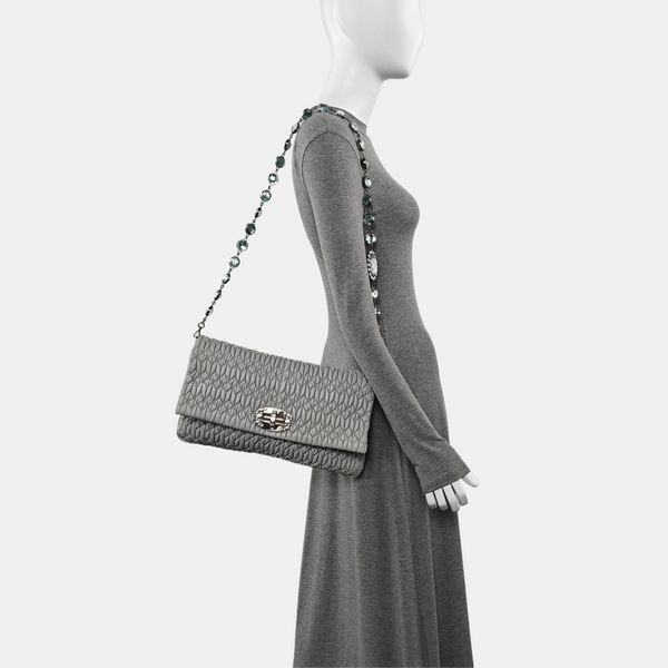 Crystal Quilted Lambskin Gray