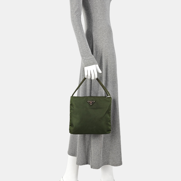 Nylon Top Handle Bag Green