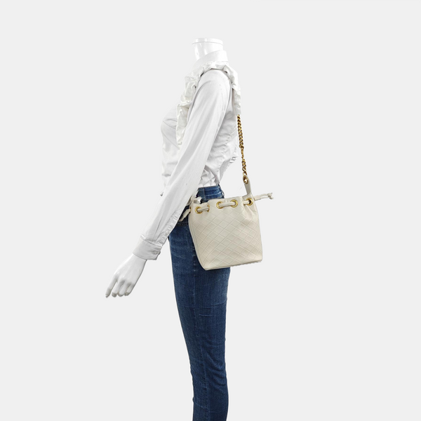 Authenticated pre-owned CASSANDRE Quilted Lambskin White - Bucket Bag at Looply