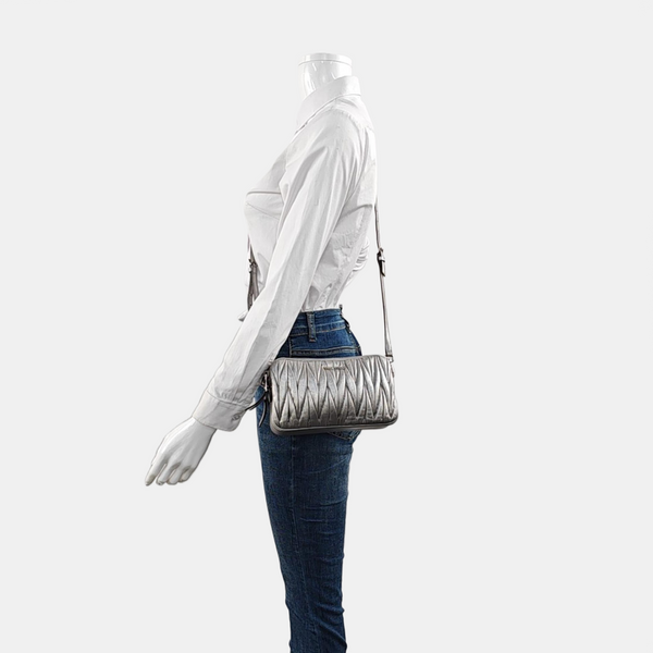 Quilted Lambskin Shoulder Bag Silver